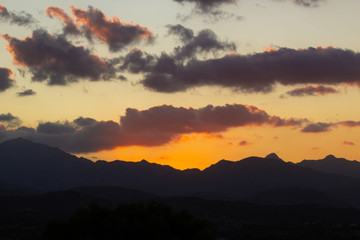 Fototapeta premium beautiful sunset sky over mountains on Sardinia