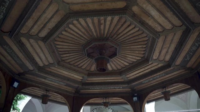 Sarajevo Begova Dzamija with front yard water fountan and faucets for ablution. Traditional Sarajevo mosque and the most popular traveling destination.