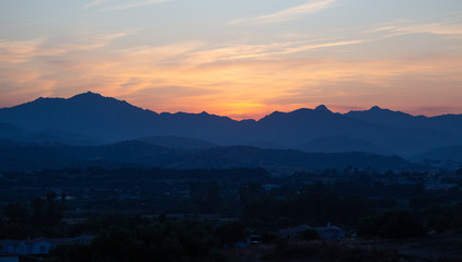 beautiful sunset sky over mountains on Sardinia