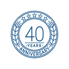 40 years anniversary celebration logo template. Line art vector and illustration.