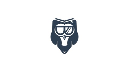 owl book shape vector logo template and ink feather pen