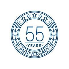 55 years anniversary celebration logo template. Line art vector and illustration.