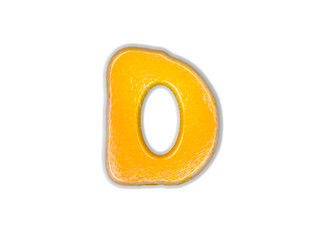 The English letter "D" is made up of oranges