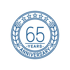65 years anniversary celebration logo template. Line art vector and illustration.