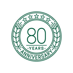 80 years anniversary celebration logo template. Line art vector and illustration.