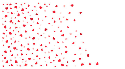 Red hearts confetti background.