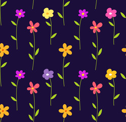 Spring colorful flowers seamless pattern.