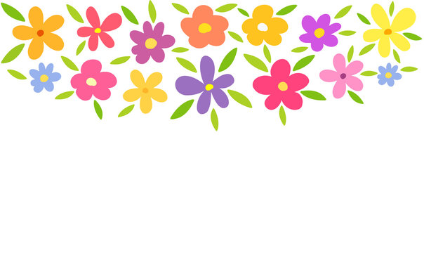 Colorful flowers border background.