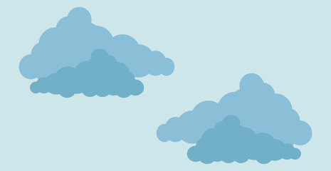 Cartoon clouds isolated on blue sky panorama vector collection. Cloudscape in blue sky, cloud illustration