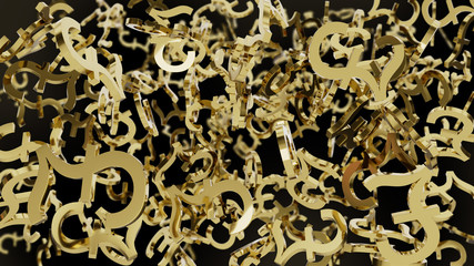 Golden Pound Symbols - 3D Rendering