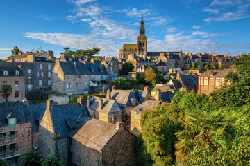 Medieval Old town of Dinan, Brittany, France - obrazy, fototapety, plakaty