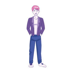 cartoon man standing and wearing casual clothes, colorful design