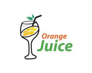 abstract orange juice at glass logo design inspiration