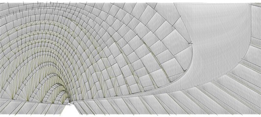 Abstract architecture background arched interior linear drawing 3d illustration