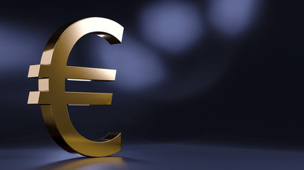 Golden Euro Symbol - 3D Rendering