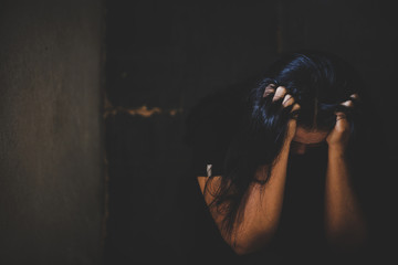 Young depressed woman, domestic and rape violence,beaten