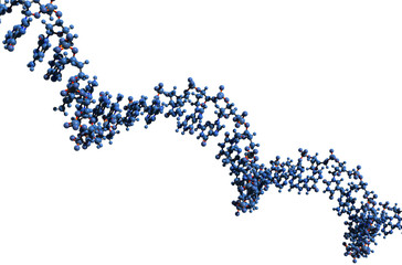 3D image of RNA macromolecule skeletal formula - molecular chemical structure of single stranded ribonucleic acid isolated on white background,