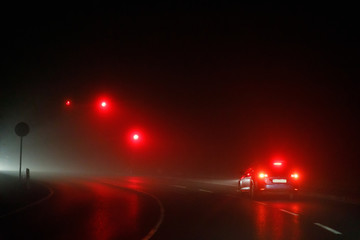 Rote Ampeln Autobahn Nachts