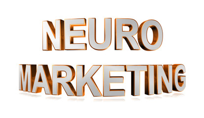 3D rendering neuro marketing word - neuromarketing management  letter design isolated on white background