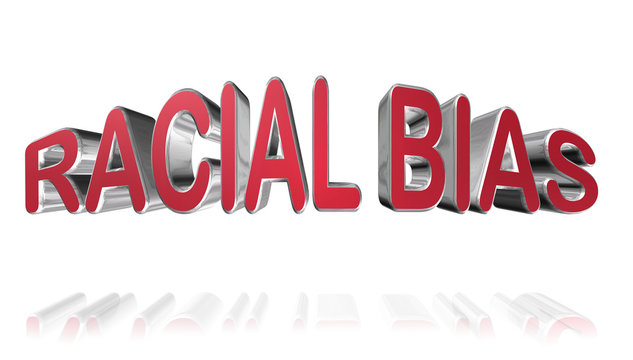 3D rendering racial bias word -  racism  concept letter design isolated on white background