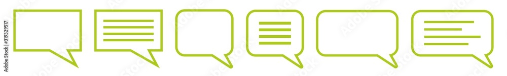 Poster speech bubble balloon lines icon green | blank shape bubbles | communication symbol | message logo |