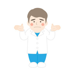 白衣男性キャラクターあきれる