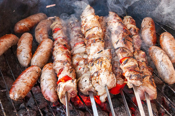Pork Skewers On The Grill