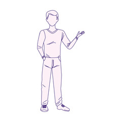 cartoon man standing icon, flat design