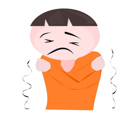 Cartoon Portrait Vector on isolate background. Man ill with muscle aches, chills.