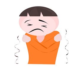 Cartoon Portrait Vector on isolate background. Man ill with muscle aches, chills.