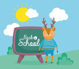 back to school education deer with chalkboard
