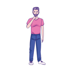 cartoon man with beard standing, colorful design