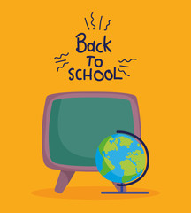 back to school chalkboard and globe map education