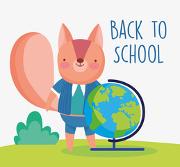 back to school education squirrel map