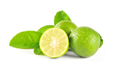 Fresh lime isolated on white background