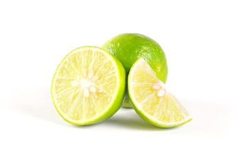 Sliced fresh lime isolated on white background