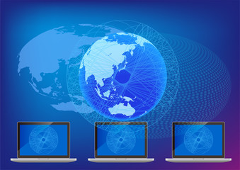 パソコンのネットワークデジタルイメージ背景