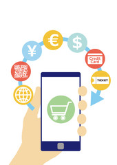 キャッシュレス決済とスマホと手