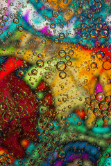 Multicolored Abstract background. Bubbles of water and oil.