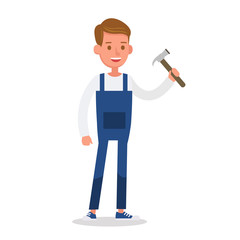 Boy With The Hammer character vector design.