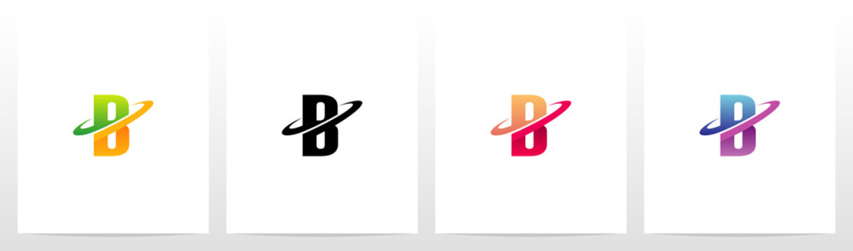 Swoosh Graphic On Letter Logo Design B