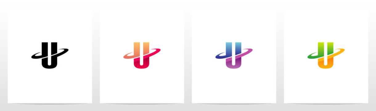 Swoosh Graphic On Letter Logo Design U