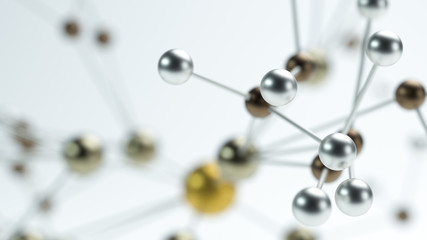 network of metal nodes, symbolizing a molecule