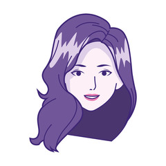 pretty woman face icon, colorful design