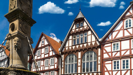 Half timbered Houses and Fountain