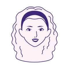 cartoon girl with curly hair icon, flat design