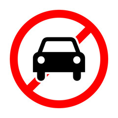no car allowed forbidden sign symbol logo car silhouette front style