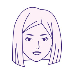 cartoon woman with short hair, flat design