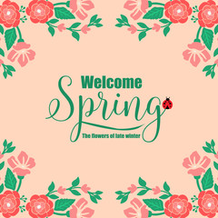Fototapeta na wymiar Unique art Design leaf and flower frame, for welcome spring greeting card design. Vector