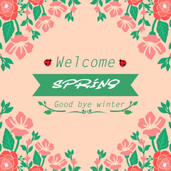 Seamless red rose wreath frame, for welcome spring invitation card decor. Vector